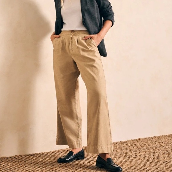 Faherty Pants - Faherty cotton canvas pleated trousers